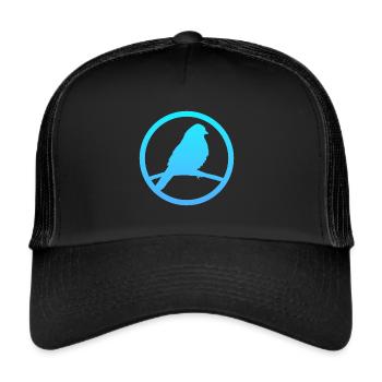 Peep Parakeet Bird Illustration - Trucker Cap - black/black - Front