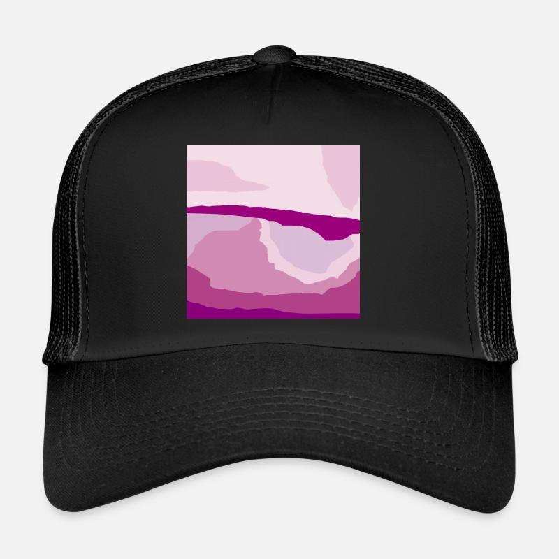 Muster in der Farbe von Malven Beeren und Lavendel - Trucker Cap - Schwarz/Schwarz