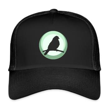 Parakeet Animal Bird Illustration - Trucker Cap - black/black - Front