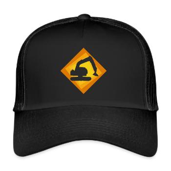 Excavatrice, Ouvrier De Construction, Construction De Maison - Casquette trucker  - noir/noir - Devant