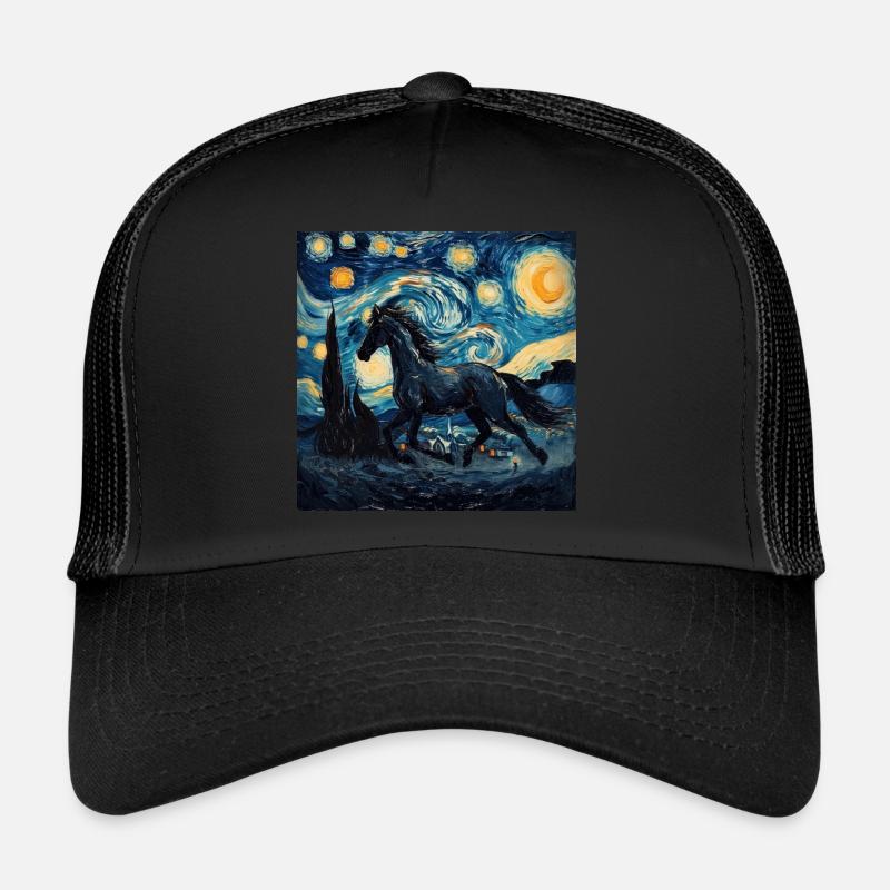 pferd, tier, van gogh, sternenacht Trucker Cap