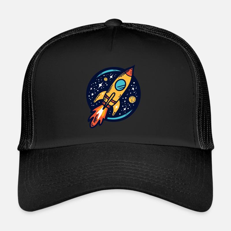 Rocket Traveling Through Space Trucker Cap