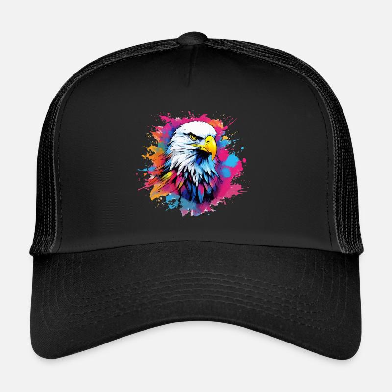 Aigle coloré, pygargue à tête blanche, touche de couleur Casquette trucker 