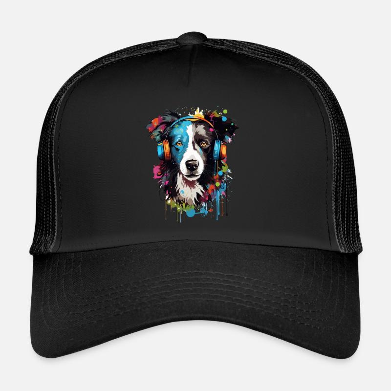 Bunter Border Collie Farbkleckse Farbspritzer Trucker Cap