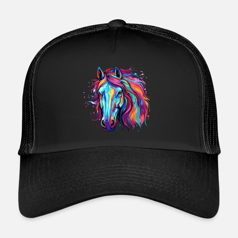 Pferd Farbkleck Farbspritzer Bunt Trucker Cap