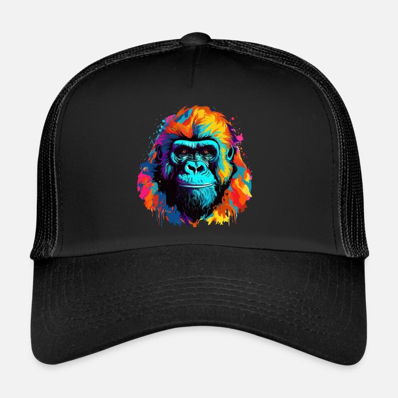Bunter Gorilla Farbkleckse Farbspritzer Trucker Cap