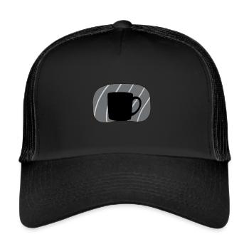Kaffee Becher Kaffeetasse - Trucker Cap - Schwarz/Schwarz - Vorne