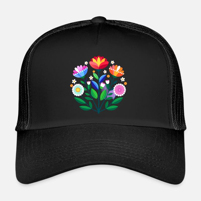 Subtile Bi Pride Blumen - Trucker Cap - Schwarz/Schwarz