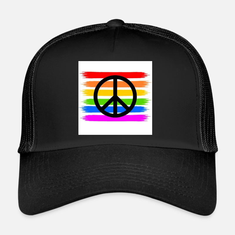 Peacezeichen auf LGBT Regenbogenfahne Trucker Cap
