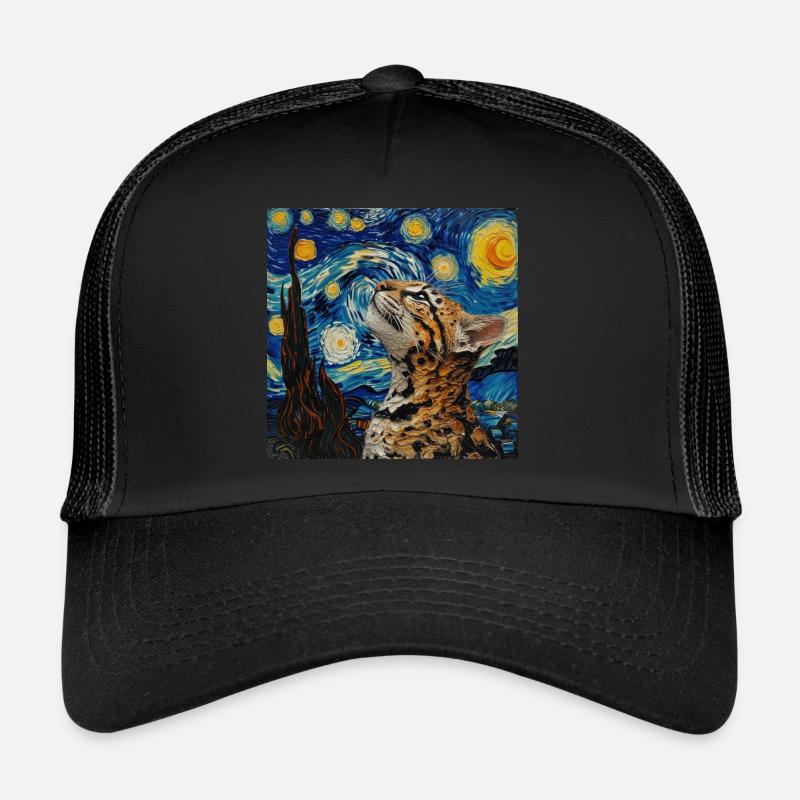 Ozelot, luchs, van gogh, sternennacht Trucker Cap