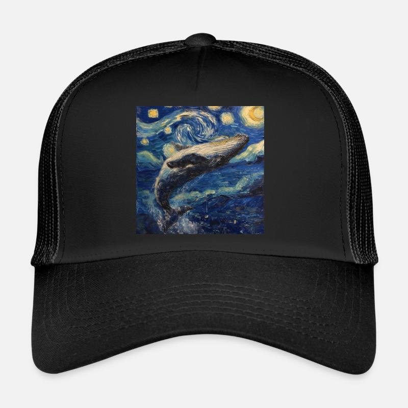 Whale Fish Van Gogh Trucker Cap