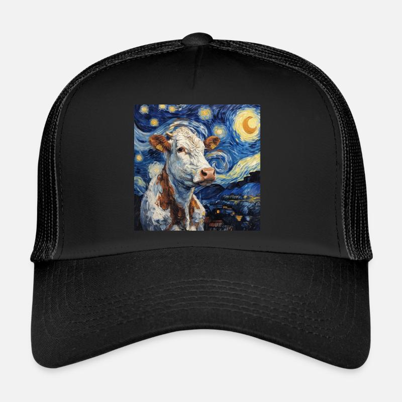 Vache, Vaches, Van Gogh, Nuit étoilée Casquette trucker 