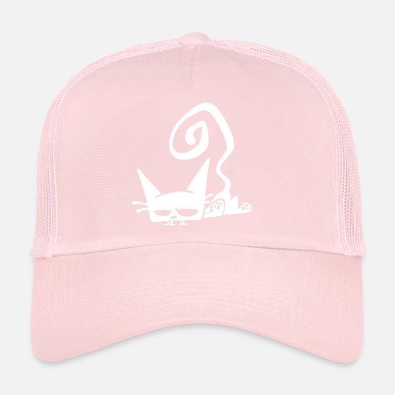 Müde Katze Weiß Trucker Cap