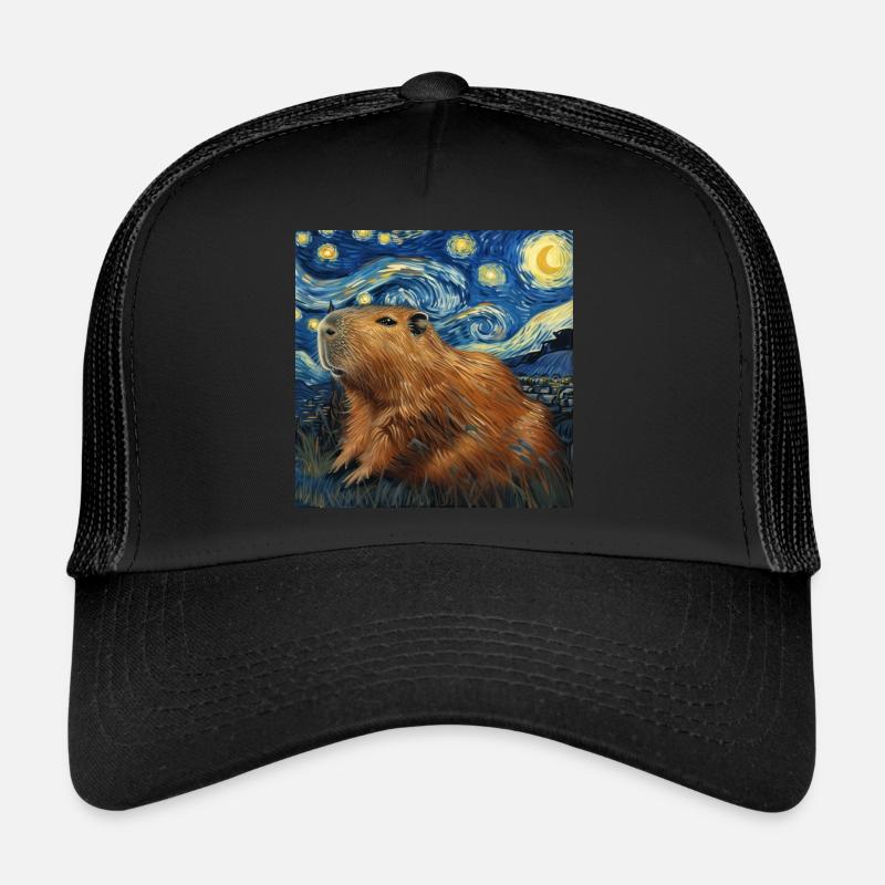 capybara, tier, van gogh, sternenacht Trucker Cap