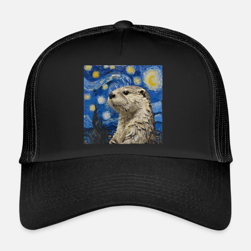 otter, Van Gogh, Starry Night Trucker Cap