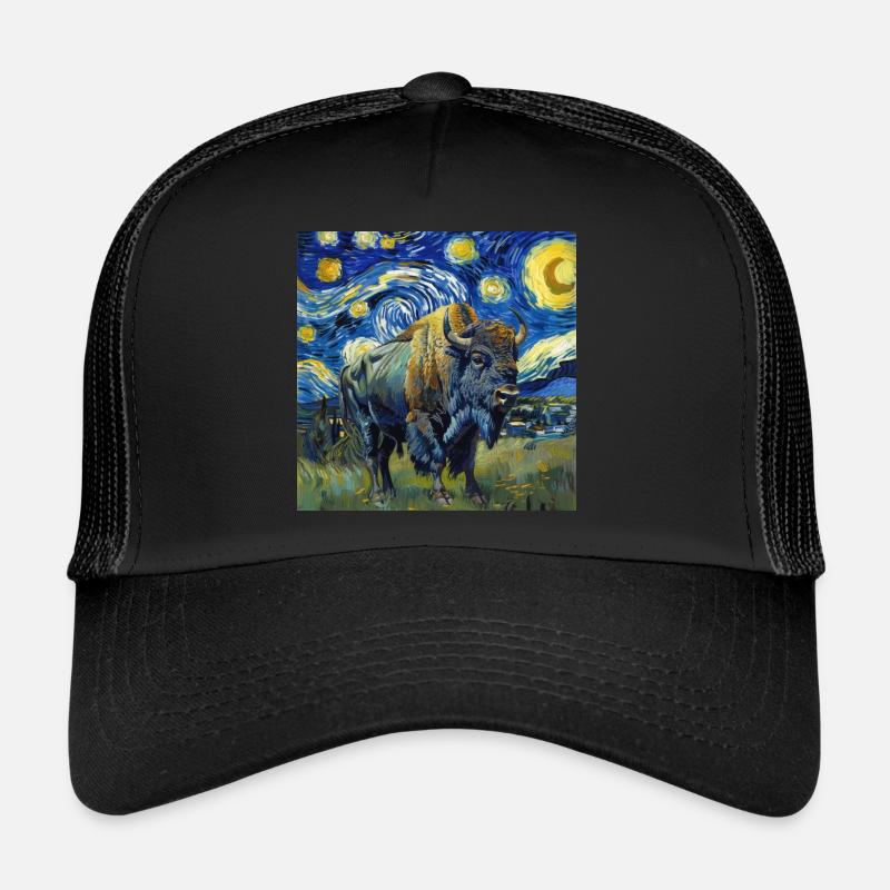 Bison, Buffalo, Animal, Van Gogh, Starry Night Trucker Cap