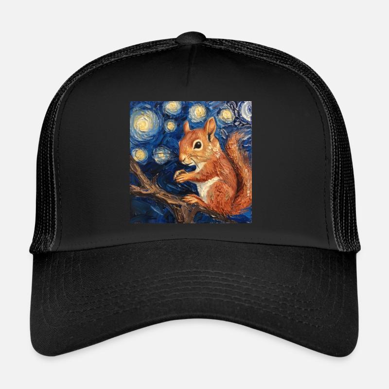 Écureuil, Van Gogh, Nuit étoilée Casquette trucker 