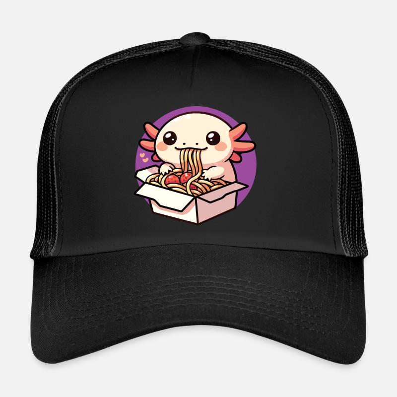 Axolotl schlürft eine leckere Spaghetti Trucker Cap