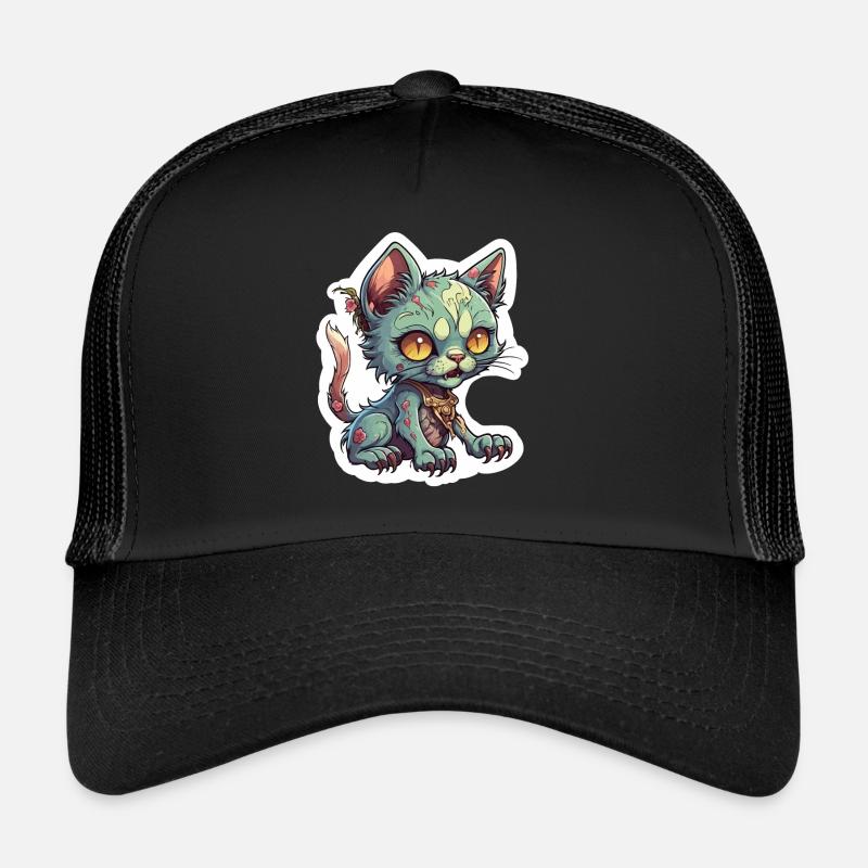 Illustration de chat zombie Casquette trucker 