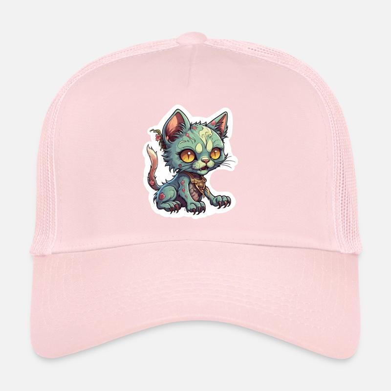 Illustration de chat zombie Casquette trucker 