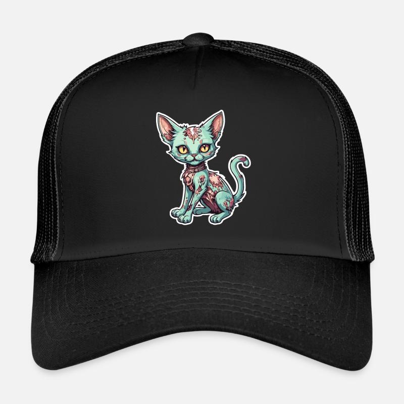 Zombie Katze Illustration Trucker Cap