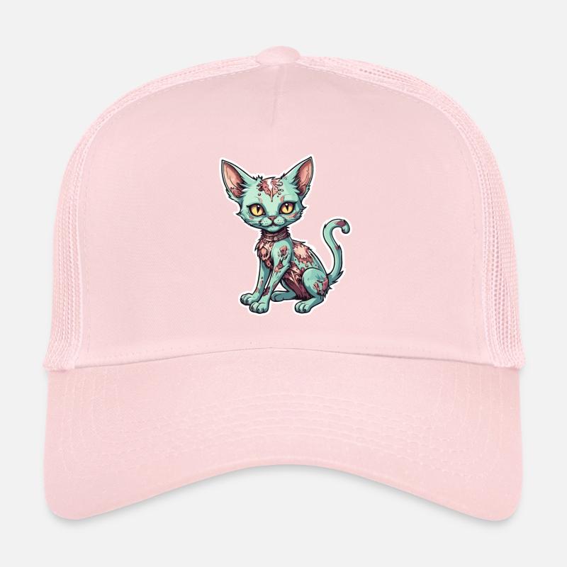 Illustration de chat zombie Casquette trucker 