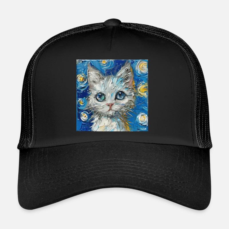 Katze, katzenmotiv - Trucker Cap - Schwarz/Schwarz