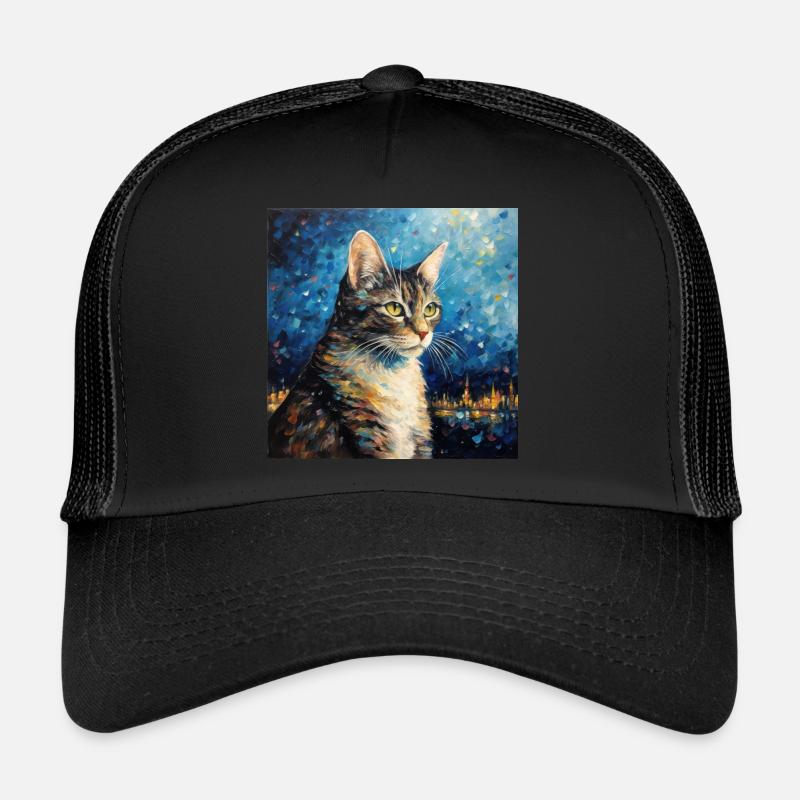 Katze, katzenmotiv - Trucker Cap - Schwarz/Schwarz