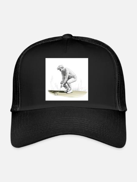 Golfeur avec -club - Casquette trucker  - noir/noir - Devant