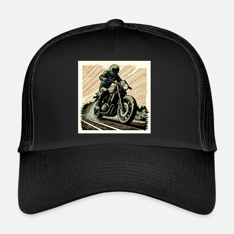Caferacer vert orange Casquette trucker 
