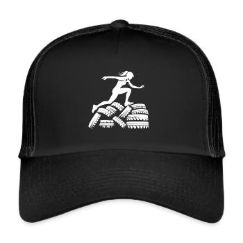 Hindernislauf über den Reifenhaufen - Trucker Cap - Schwarz/Schwarz - Vorne
