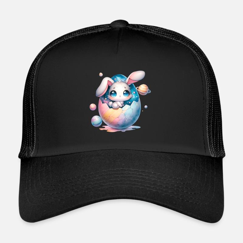 Chibi Space Bunny assis dans un œuf de Pâques fêlé Casquette trucker 