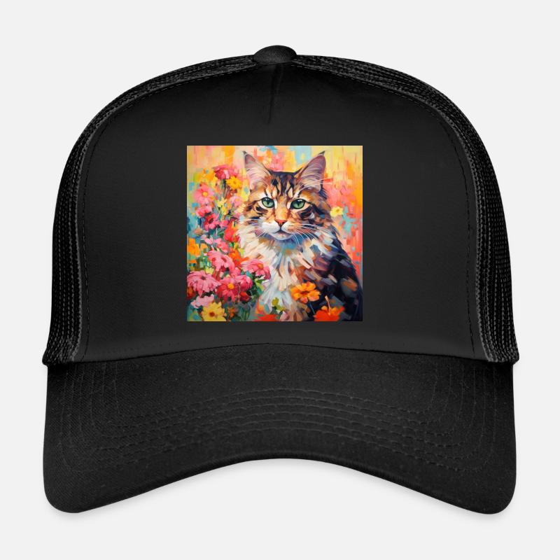 Katze, katzenmotiv, blumen, geschenk, geschenkidee Trucker Cap