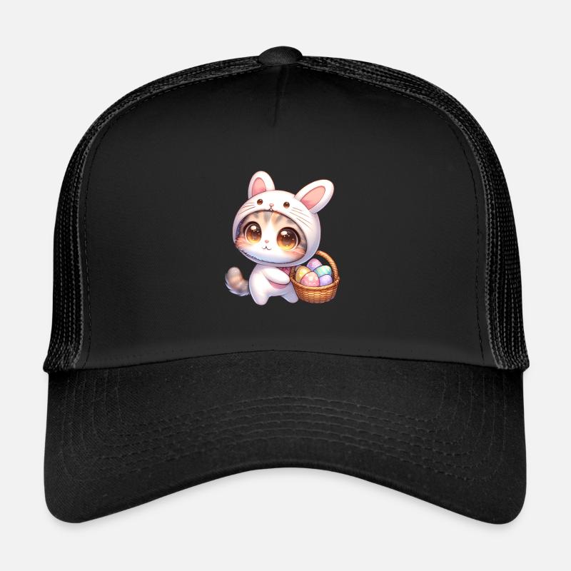 Chat dans une tenue de lapin avec panier de Pâques Casquette trucker 