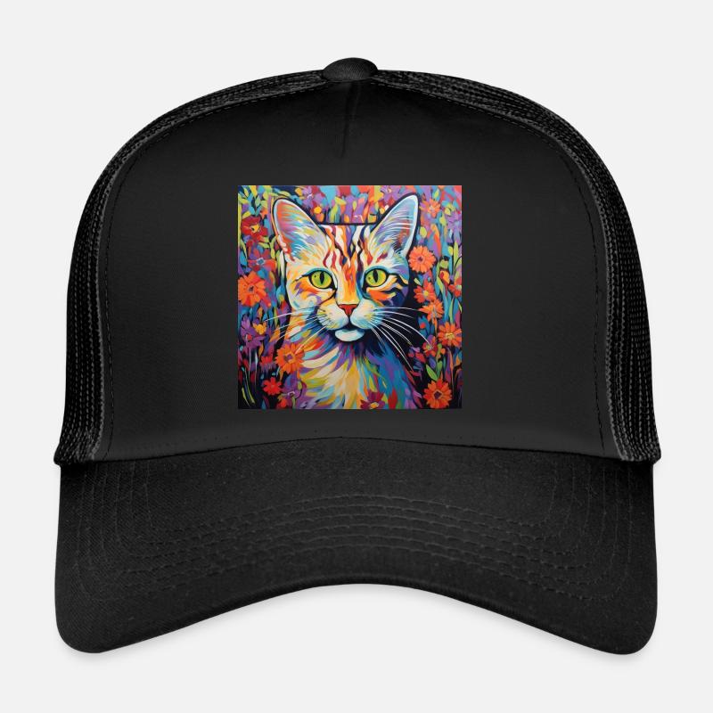 Katze, katzenmotiv, blumen, geschenk, geschenkidee Trucker Cap