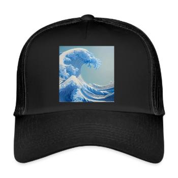 Wave of kanagawa,wave, illustration,Japan - Trucker Cap - black/black - Front