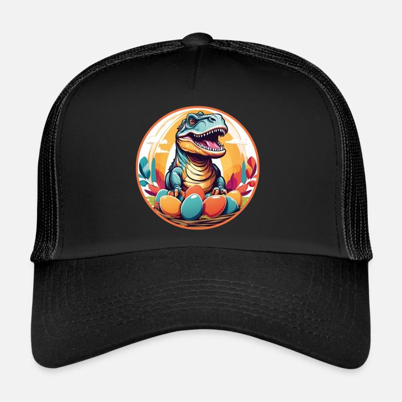 Little Dino in Easter Basket Dinobaby and Easter Eggs Trucker Cap