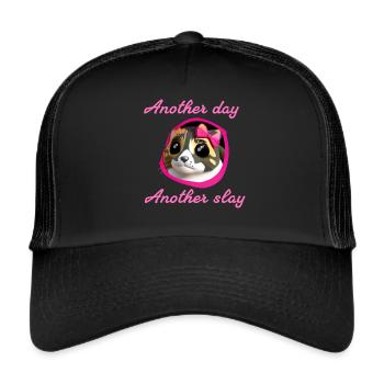Another day another slay,cat, loop - Trucker Cap - black/black - Front