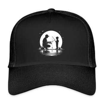 Vater und Sohn angeln - Trucker Cap - Schwarz/Schwarz - Vorne