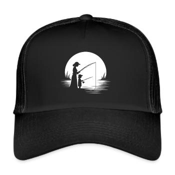 Mom and daughter fishing together - Trucker Cap - black/black - Front