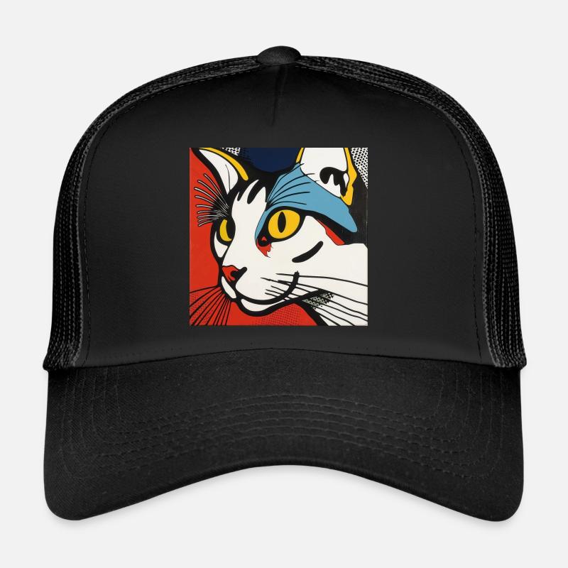 Katze, katzenmotiv - Trucker Cap - Schwarz/Schwarz