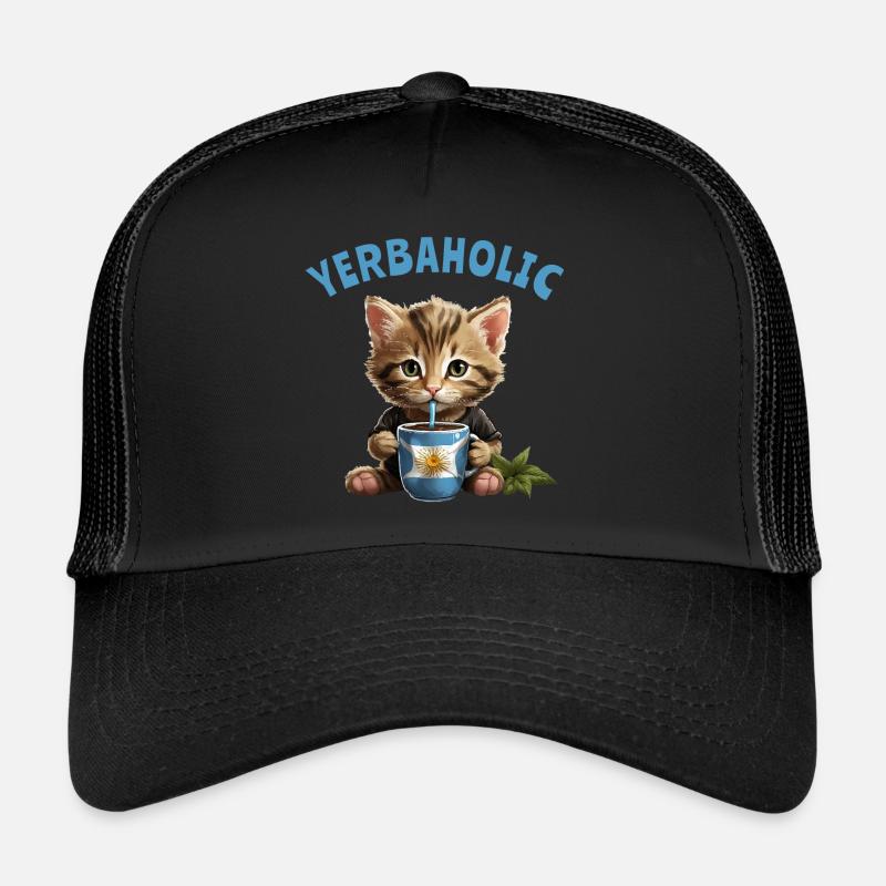 Yerba Mate Cat Yerbaholic - Trucker Cap - black/black
