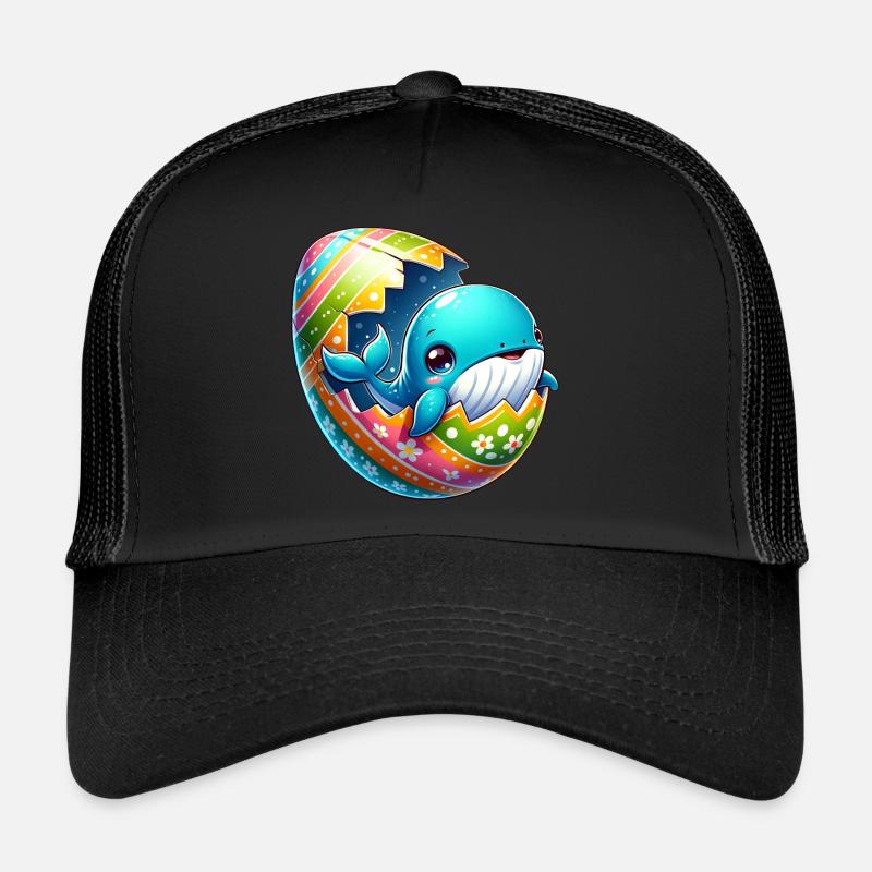 Éclosion de baleine colorée de dessin animé d’oeuf de Pâques Casquette trucker 
