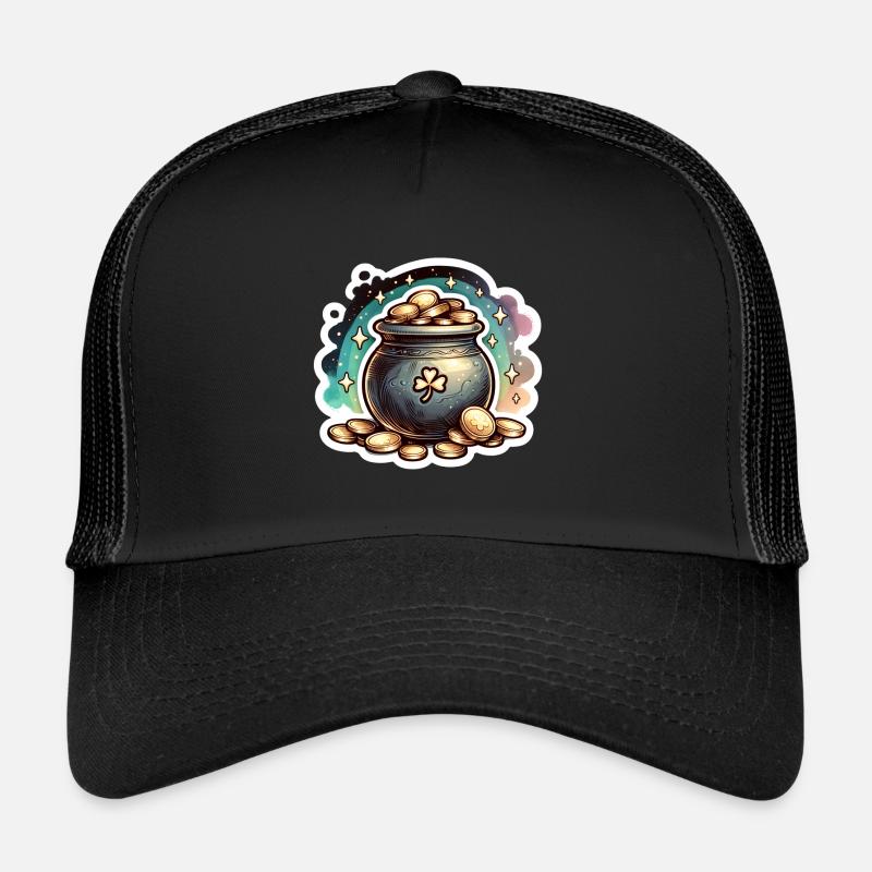 St. Patrick's Day Sparkly Gold Cauldron Trucker Cap