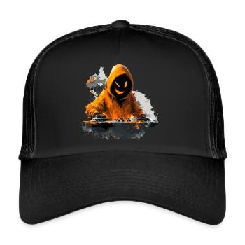 Musiker Graffiti Farbklecks, bad Smile - Trucker Cap - Schwarz/Schwarz - Vorne