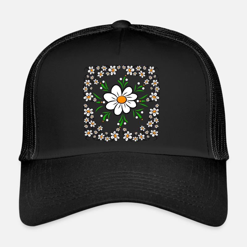 Gänseblümchen Blumenwiese Blumenmuster Blume - Trucker Cap - Schwarz/Schwarz