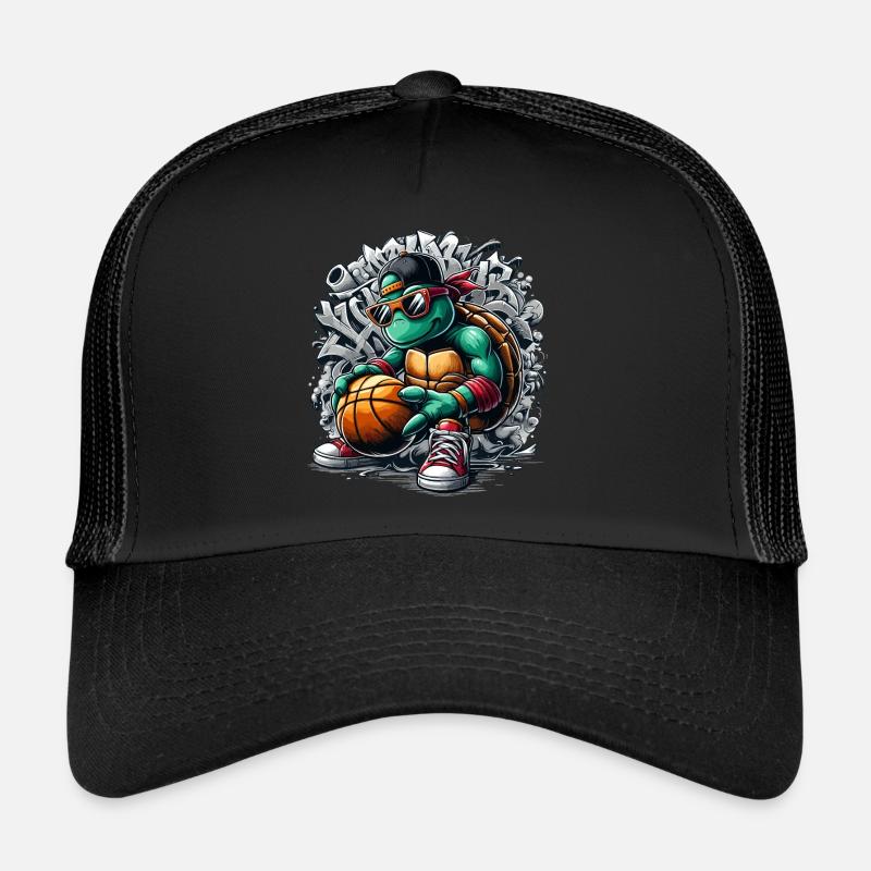 Basketball Turtle Sunglasses Graffiti Trucker Cap