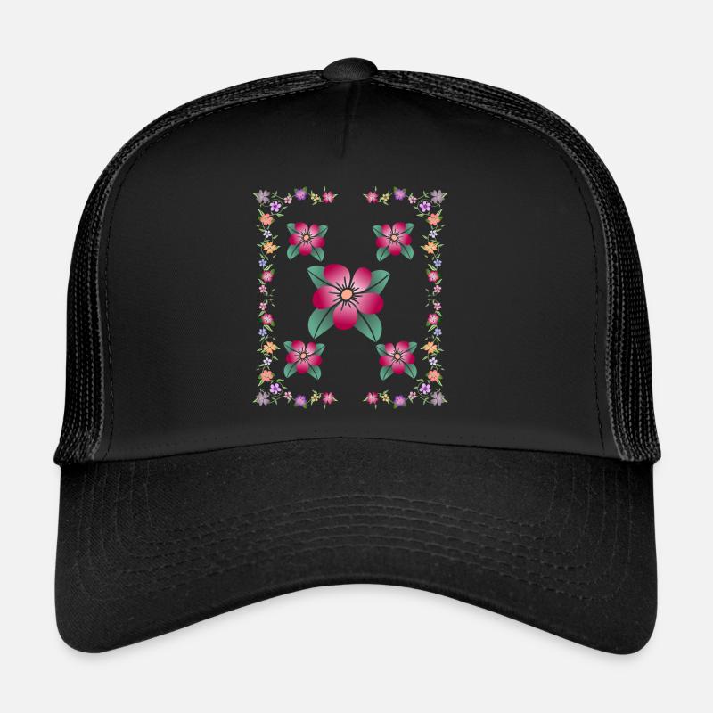Prairie fleurie, vrille de fleur, motif floral coloré, fleur Casquette trucker 