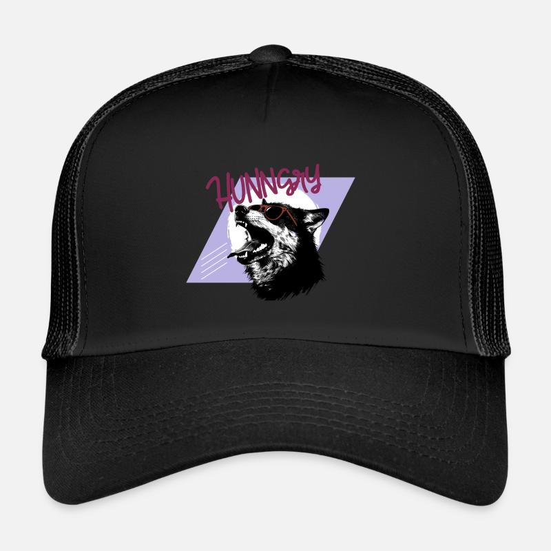 Hungry Like a Wolf - Retro 80s - Trucker Cap - black/black