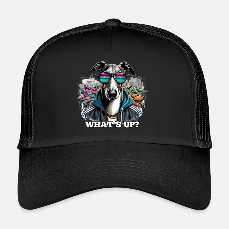 Windhund Was geht ab? Hund Graffiti Geschenk Trucker Cap